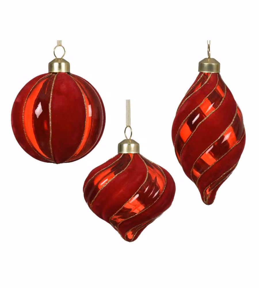 Classic Romance Sfera Natalizia Rossa Assortita 8cm 6x13.5cm 8x9cm