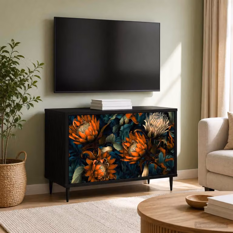 Mobile TV vidaXL LOCHEM moderno Rovere Nero L: 69 cm, P: 33 cm, H: 50,5 cm