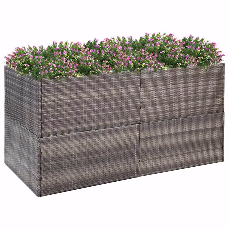 Fioriera da giardino vidaXL grigia in polyrattan con struttura in acciaio e rivestimento in poliestere L: 157 cm, P: 80 cm, H: 80 cm