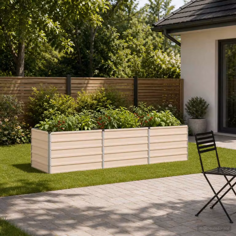 Letto rialzato da giardino vidaXL in metallo beige L: 240 cm, P: 80 cm, H: 55 cm