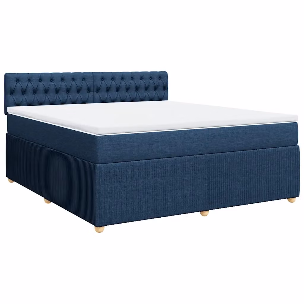 Letto Ibrido vidaXL con Giroletto a Molle e Materasso Blu e Bianco L/P: 180 x 200 cm – 2