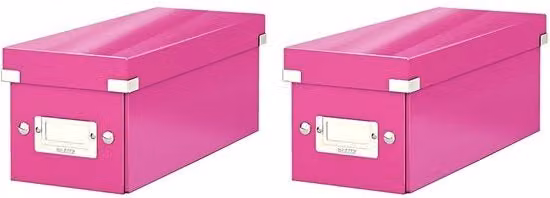 Confezione da 2 cassetti di archiviazione CD Click & Store con coperchio, colore rosa