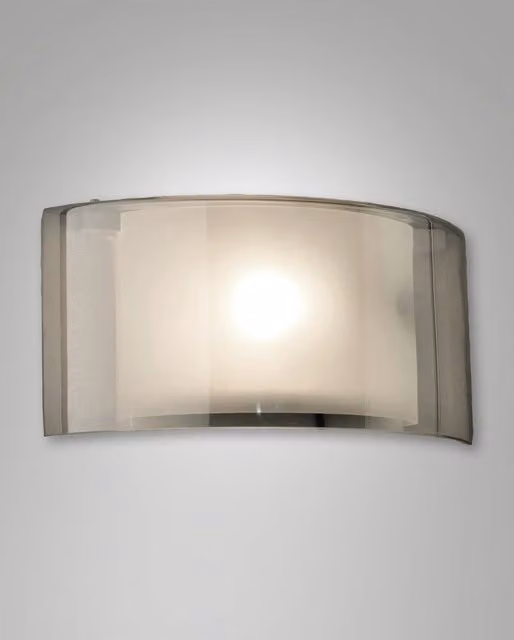 Lampada da Parete Fabas Alide in Metallo e Vetro Grigio, Diametro: 34 cm, Attacco E27, 40W, IP20 – 1