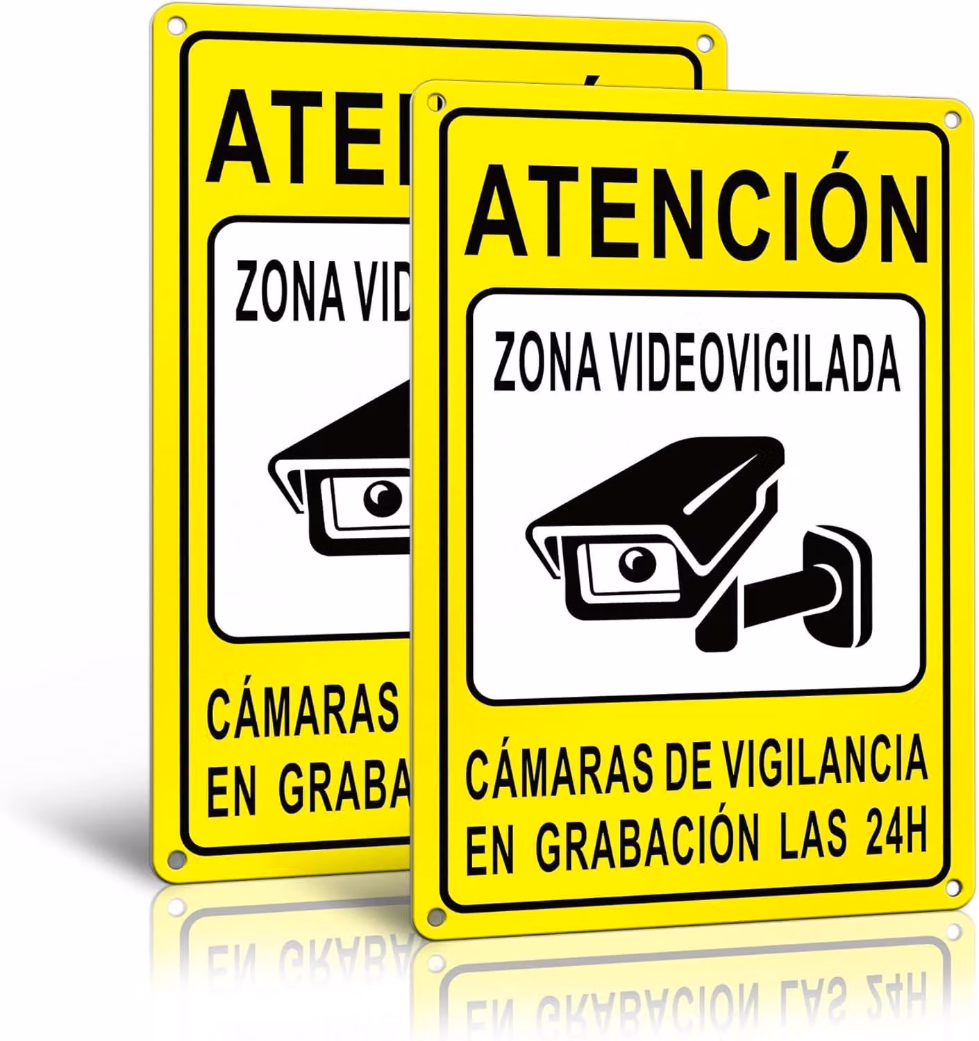 Segnaletica per videosorveglianza, dimensioni 30 x 20 cm, con 2 superfici riflettenti, per uso esterno (giardino)