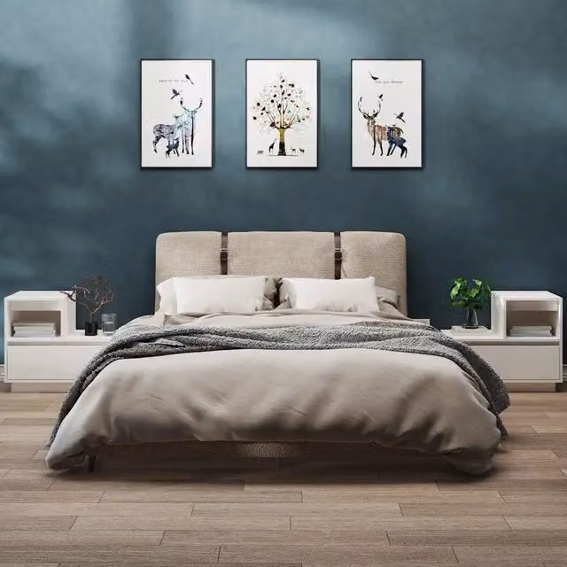Set di 2 Comodini Bianchi Design Mania in Legno di Pino Massello, Modello Moderno da Parete, L 60 cm x P 34 cm x H 51 cm – 1