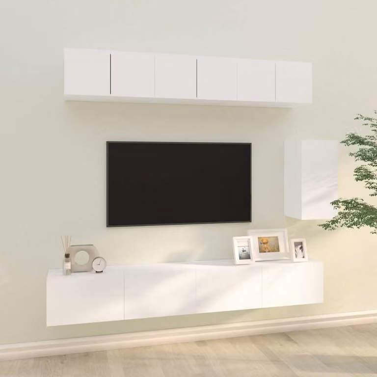 Set di mobili porta TV vidaXL in 6 pezzi bianco in legno e MDF per soggiorno