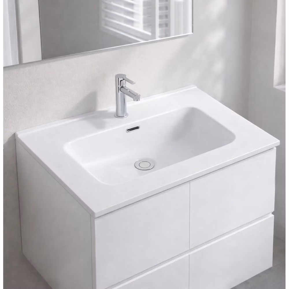 Lavabo da appoggio 1 vasca in Vetroceramica per bagno bianco lucido 61x46,5 – Modello LAV9060S
