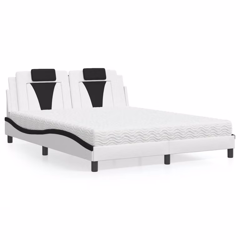 Letto Viana vidaXL con Materasso in Similpelle Bianco e Nero L/P/H: 160 x 200 cm
