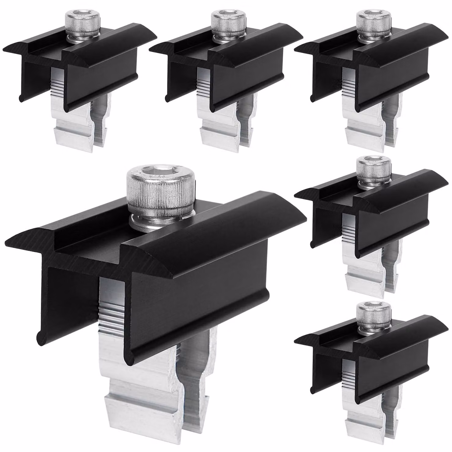Set di 6 connettori terminali per pannelli solari, da 30 mm, in alluminio, per moduli fotovoltaici