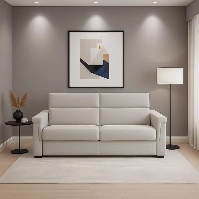 Flaibano Divano Fisso 2 Posti Made in Italy con Rivestimento Sfoderabile Beige L: 205 cm, P: 95 cm, H: 100 cm – 1