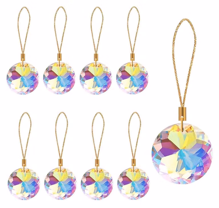 12 decorazioni natalizie in cristallo a forma di pendente, diametro 3 cm