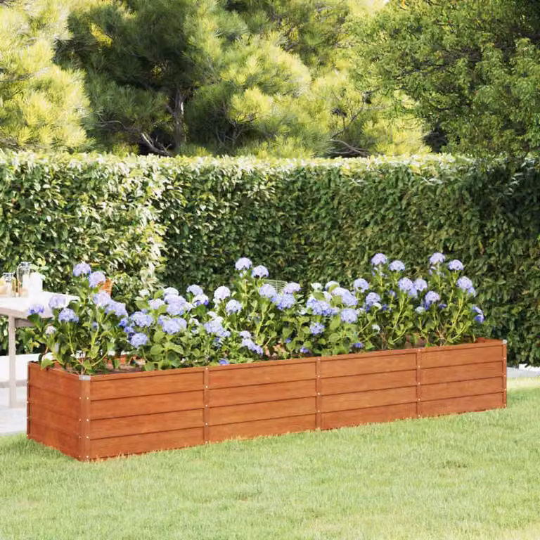 Letto rialzato da giardino vidaXL in acciaio Corten color ruggine L: 320 cm, P: 80 cm, H: 45 cm