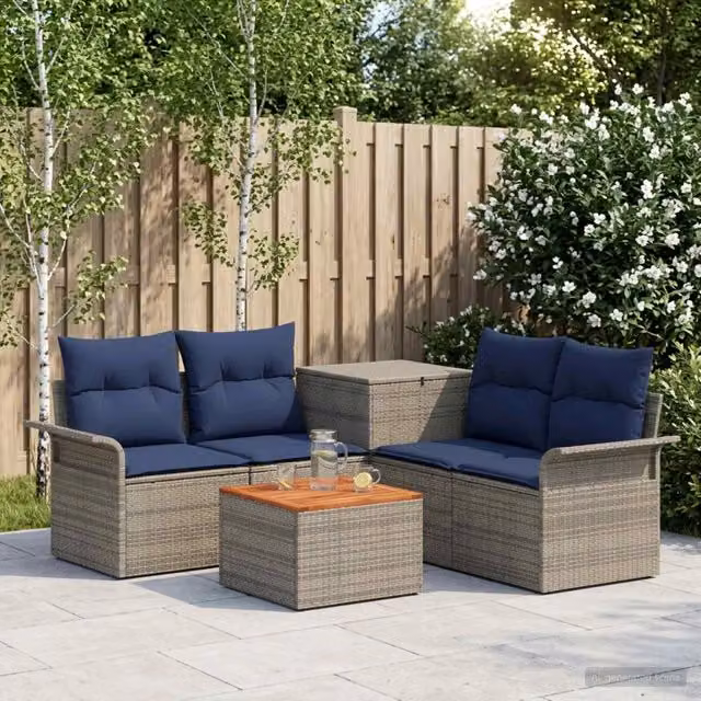 Set di divani 6 pz 4 posto Grigio e Blu Navy 3447087