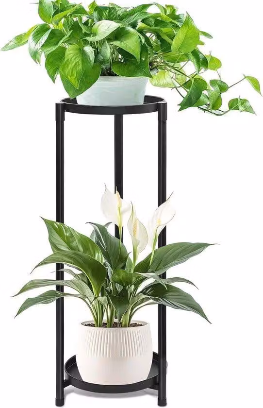 Supporto da giardino in metallo a 2 livelli per interni ed esterni - Supporto per fiori a 2 livelli.