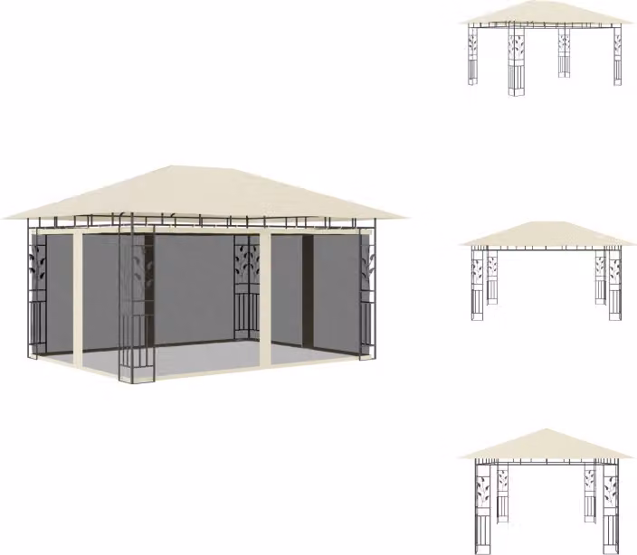 vidaXL Padiglione con zanzariera 4x3x2,73 m crema 180 g/m² - Padiglioni e tende per feste