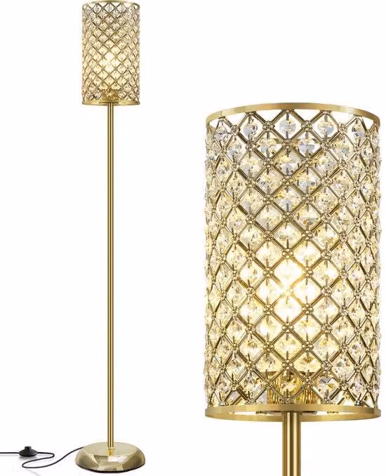 Lampada da terra Azomor Moderne con finitura in cristallo e comando a pedale, adatta a qualsiasi ambiente