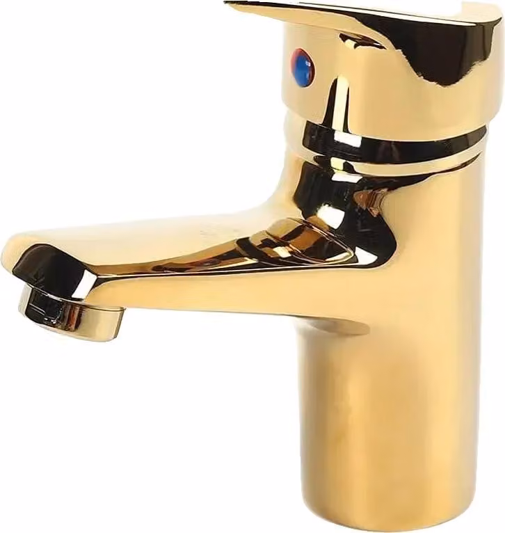 Rubinetto per lavabo, struttura in ottone, facile da installare, oro, ottone