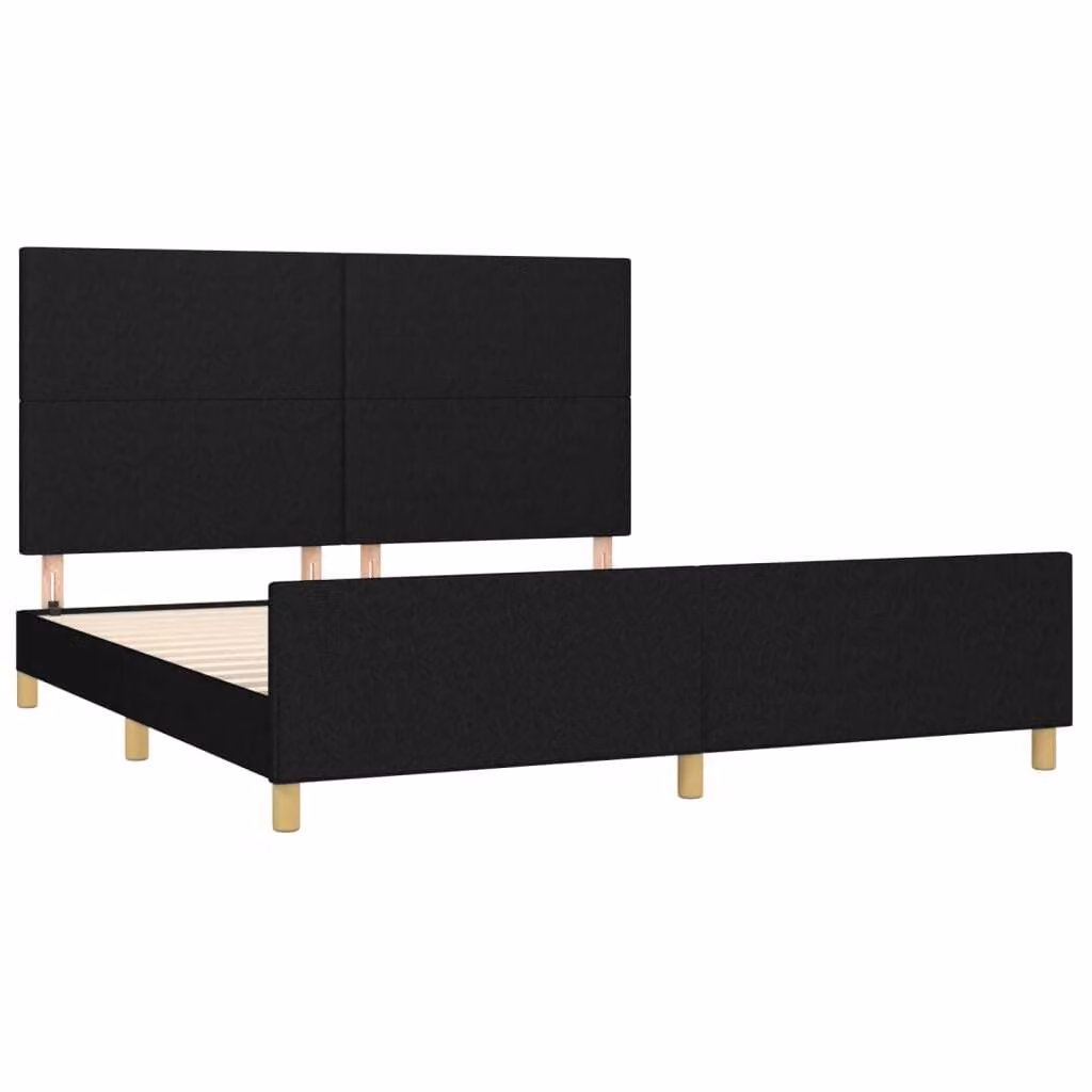 Giroletto senza Materasso Nero 160x200 cm in Tessuto
