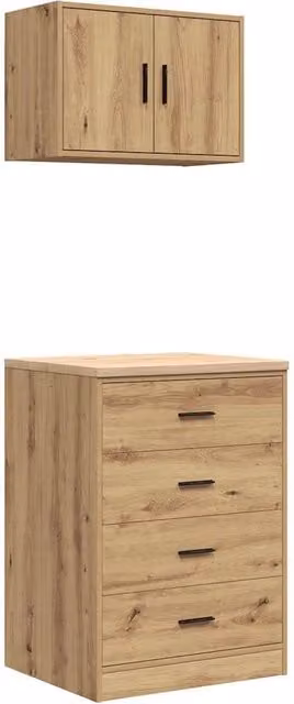Set di 2 armadietti portaoggetti per garage 60 x 51 x 85 cm superficie di lavoro versatile design rovere artigianale 02_0055817