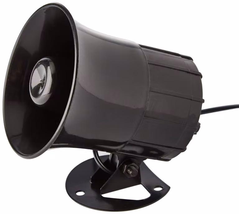 Sirena a 6 toni, 12V, 20W, nera, con centralina di controllo