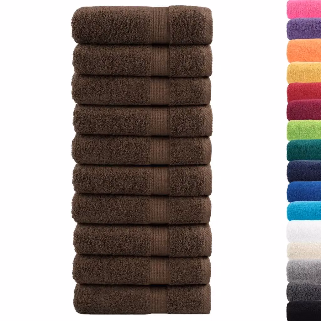 Set di 10 asciugamani da bagno SOLUND in cotone spugna marrone, morbidi e certificati Oeko-Tex, 100x150 cm, 600 g/m2 – 2