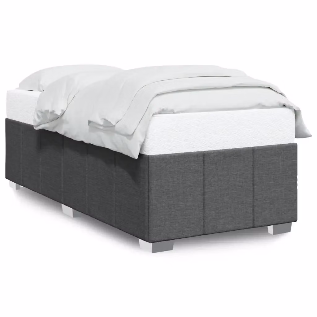 vidaXL Giroletto senza materasso in tessuto grigio con doghe in legno L/P: 90 x 190 cm – 2
