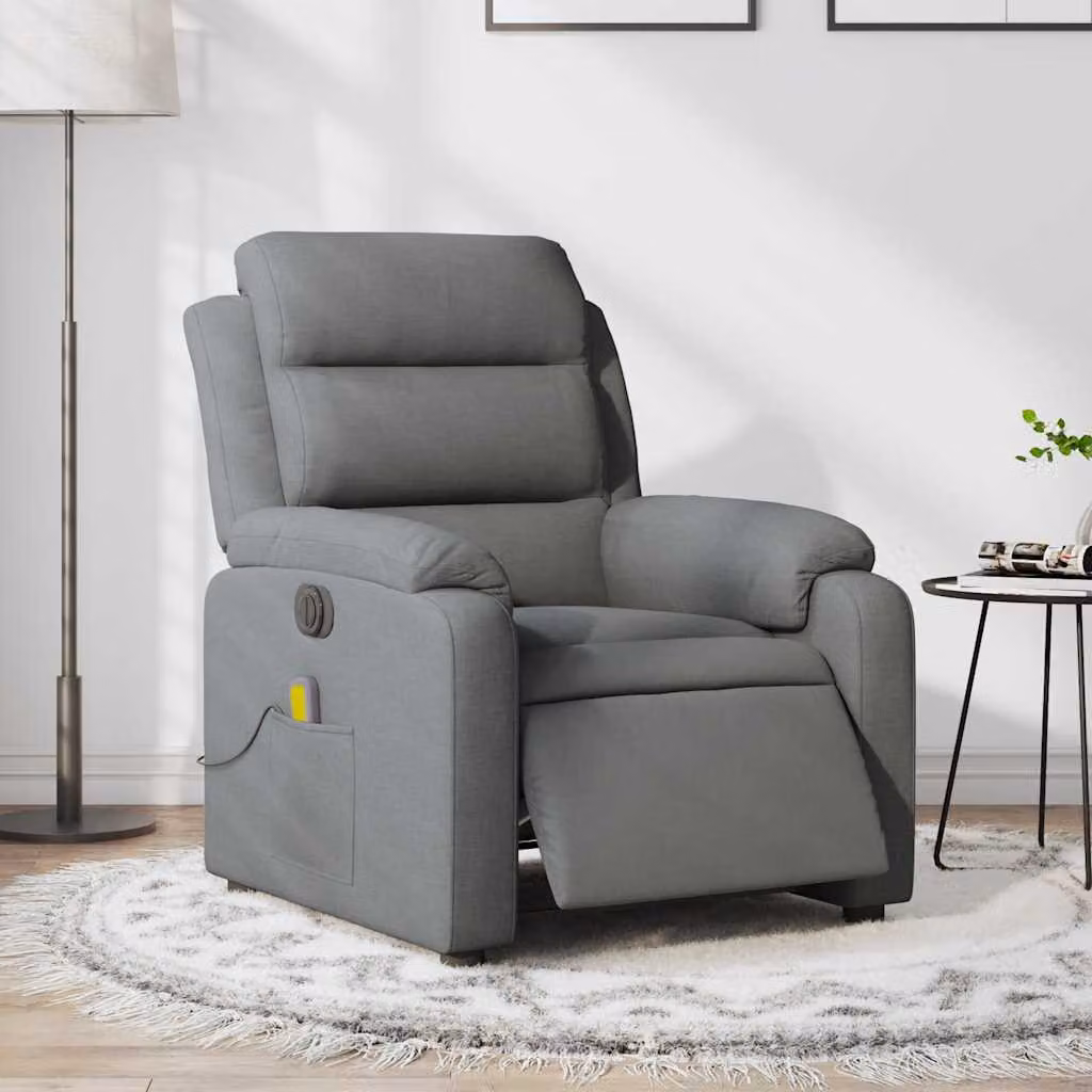 vidaXL Poltrona Reclinabile Elettrica con Massaggio in Tessuto Grigio – 1