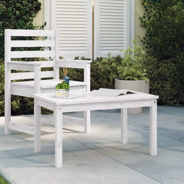 Maison Exclusive - Tavolo da giardino bianco 82,5x50,5x45 cm in legno massello di pino