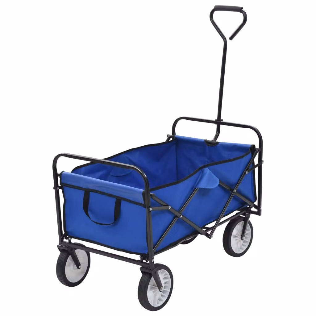 The Living Store Carrello a mano pieghevole in acciaio blu