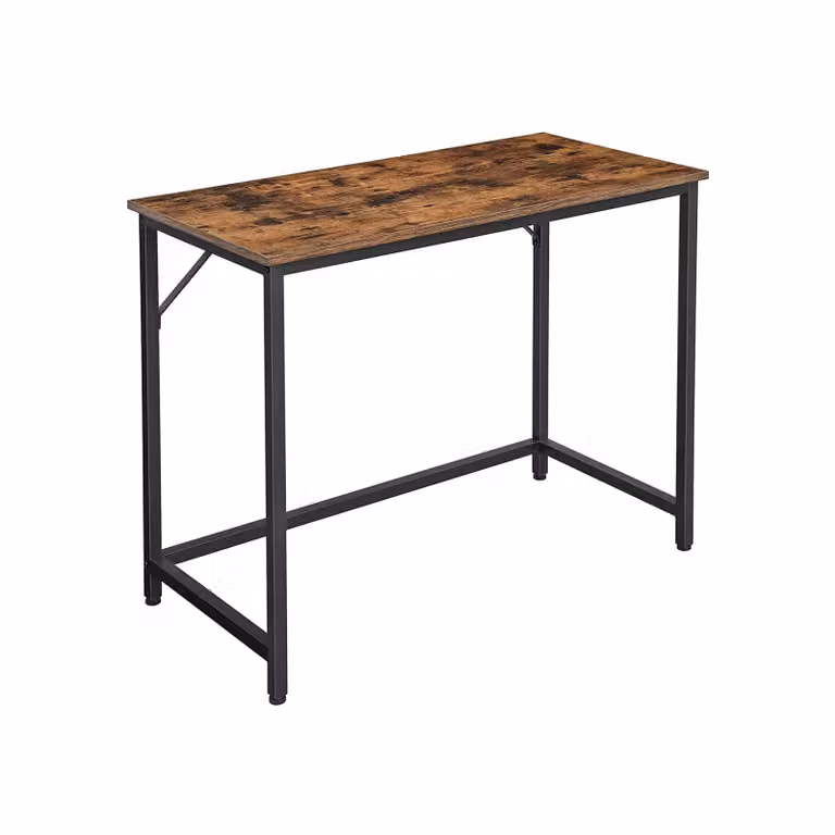 Scrivania Tavolo da Computer Scrittoio Compatto, Marrone Vintage + Nero / 50 x 100 x 76 cm