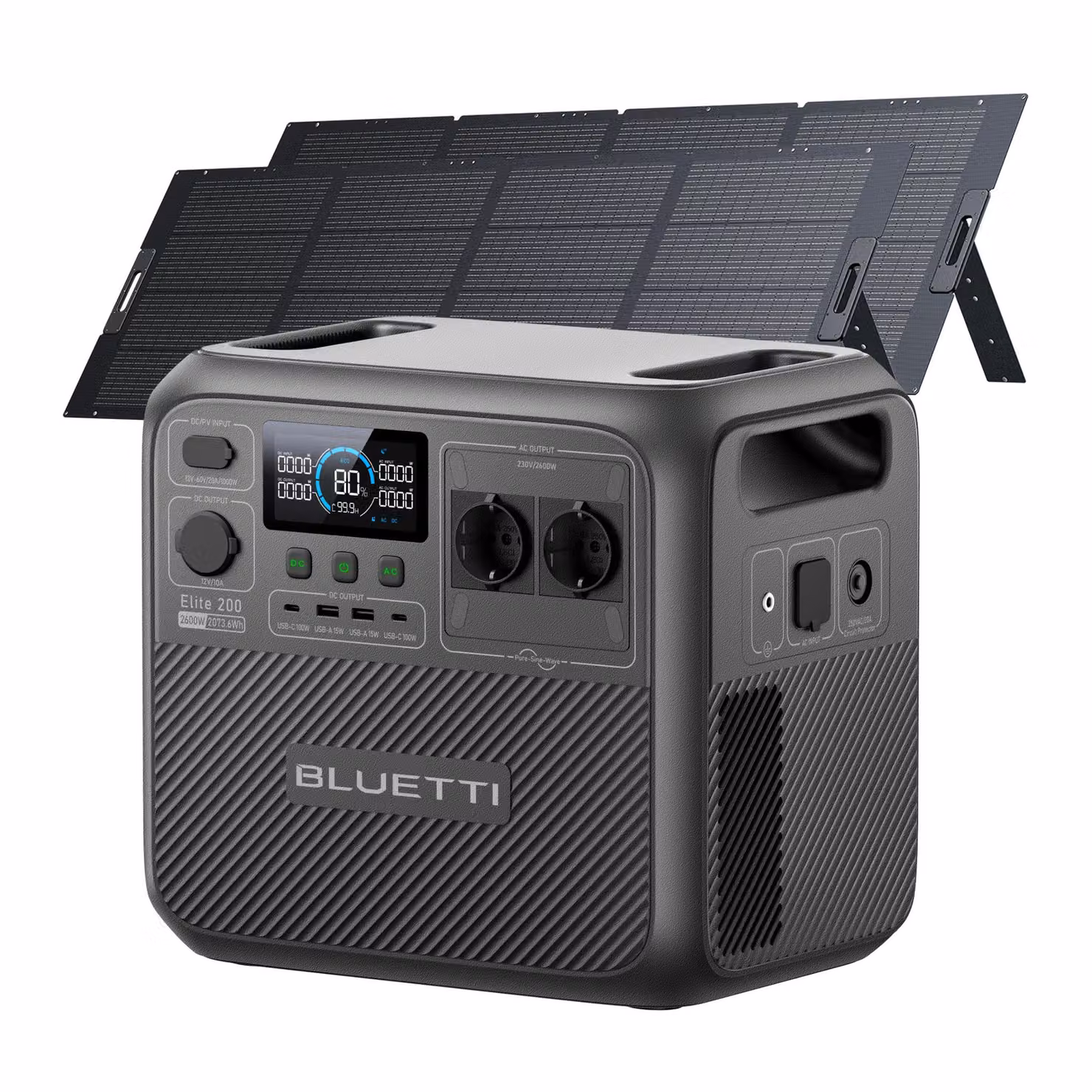 BLUETTI Elite 200 V2 Powerstation con 2 pannelli solari da 350 W, 2073 Wh per campeggio e viaggi on the road