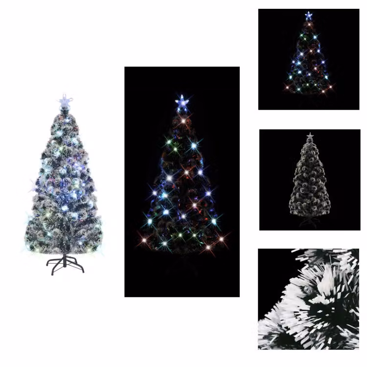 albero di Natale vidaXL con illuminazione e supporto 210 cm in fibra di vetro - Alberi di Natale