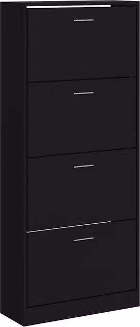 Scarpiera | Mobile per scarpe Nera 63x24x147 cm in Legno Multistrato