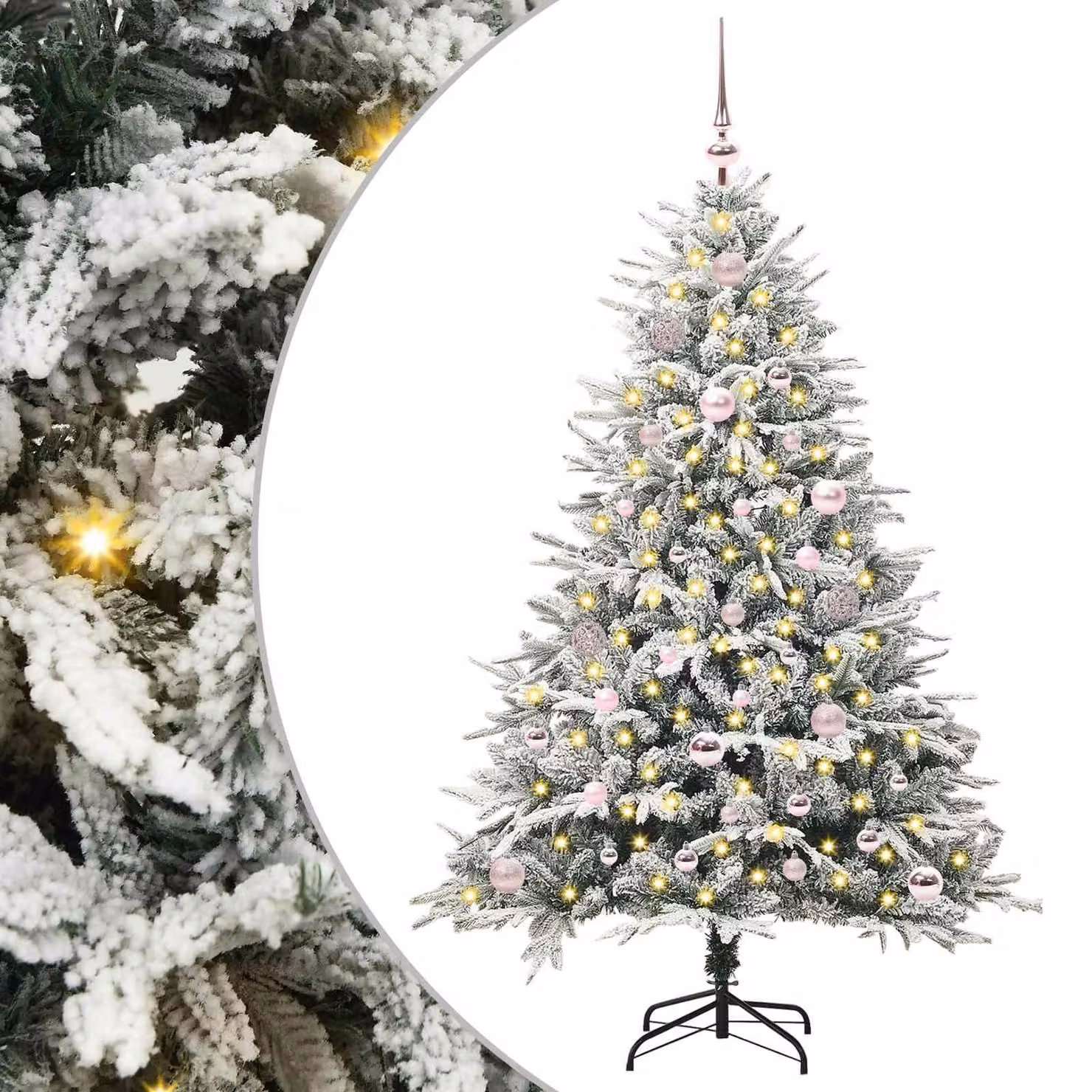 Albero di Natale Artificiale Pre-illuminato con Set di Palline