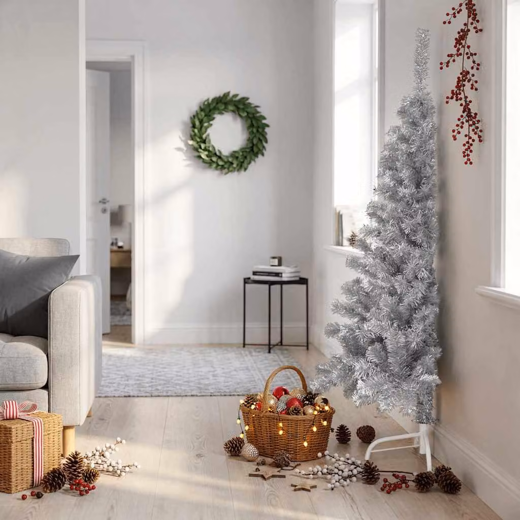 Maison Exclusive - Albero di Natale artificiale a metà, con supporto, color rosa, 150 cm, in PVC