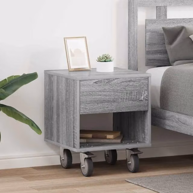 Set di 2 comodini moderni vidaXL in legno MDF grigio L: 40,5 cm, P: 40 cm, H: 48 cm – 1