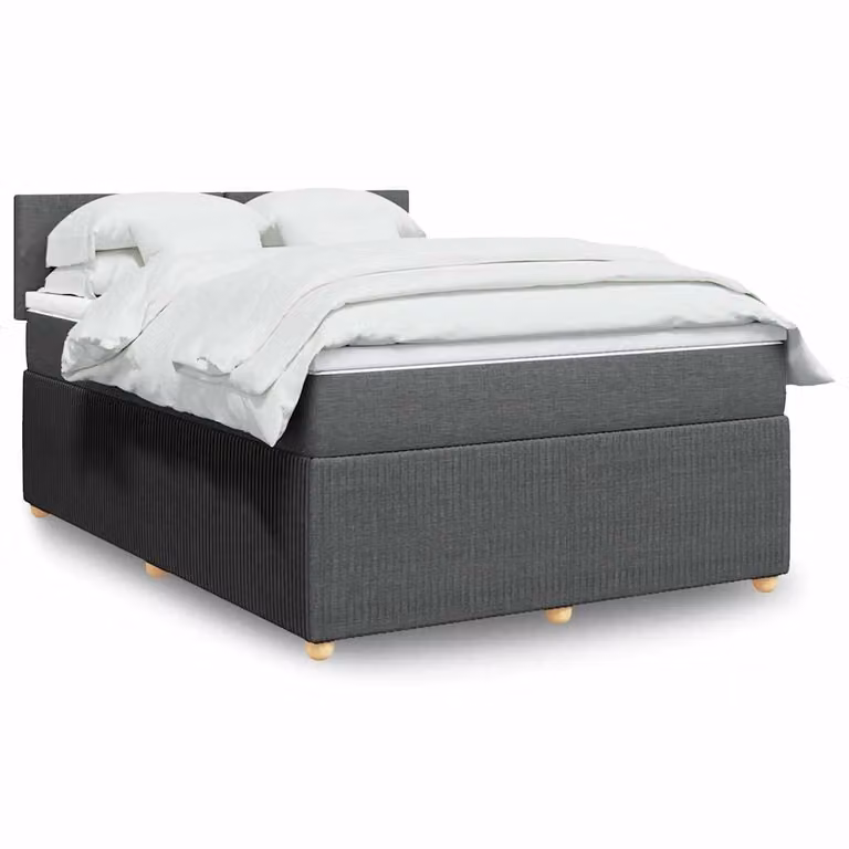 vidaXL Letto Ibrido con Materasso e Giroletto a Molle in Tessuto Grigio e Bianco L/P/H: 160 x 200 x 100,5 cm