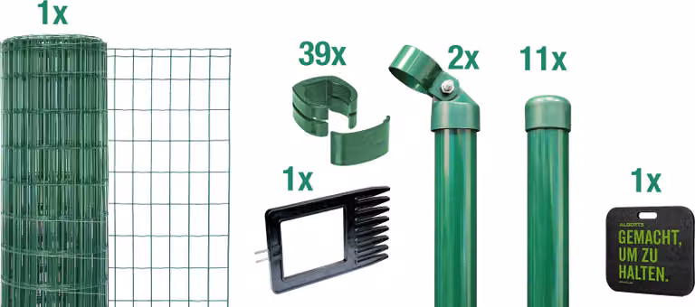 Alberts 693480 Fix-Clip Pro come set completo di recinzione, per la posa nel calcestruzzo con cuscinetto a ginocchio, verde, altezza 81 cm, lunghezza 25 m