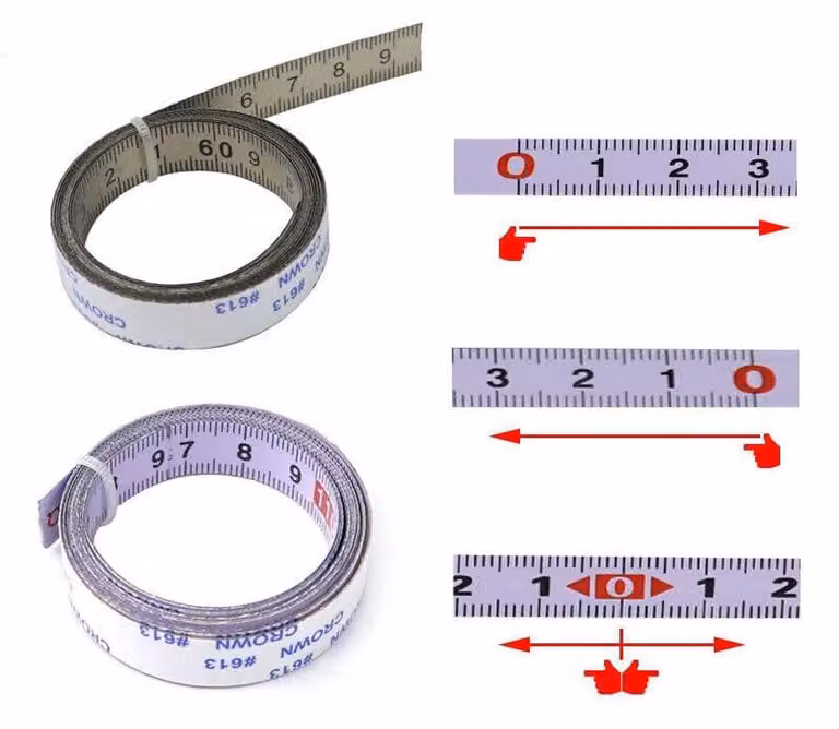 Righelli metrici con strisce adesive per seghe a smusso - 0-2 metri