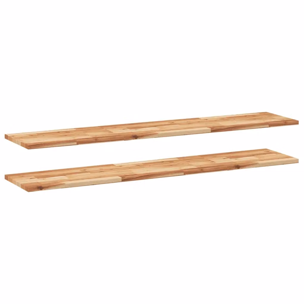 Set di 2 mensole da parete VIDAXL in legno di acacia marrone con finitura a olio, L 160 x P 30 x H 2 cm