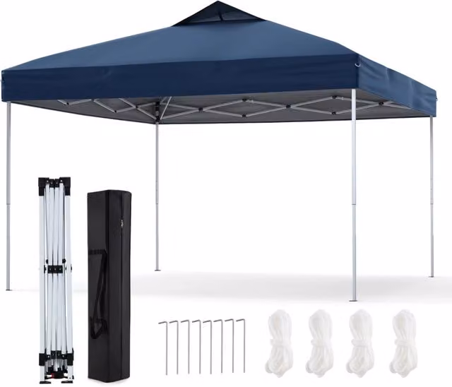 Gazebo pieghevole pop-up Design Mania blu scuro per giardino e patio L/P: 295 x 295 cm – 1