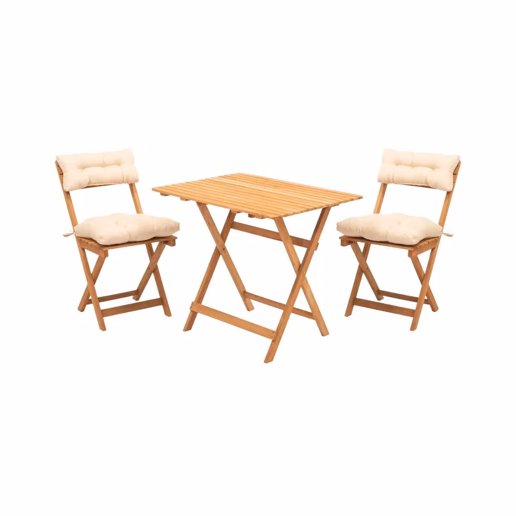 Set Tavolo e 2 Sedie DMORA Moderno in Legno, Beige e Bianco – 2