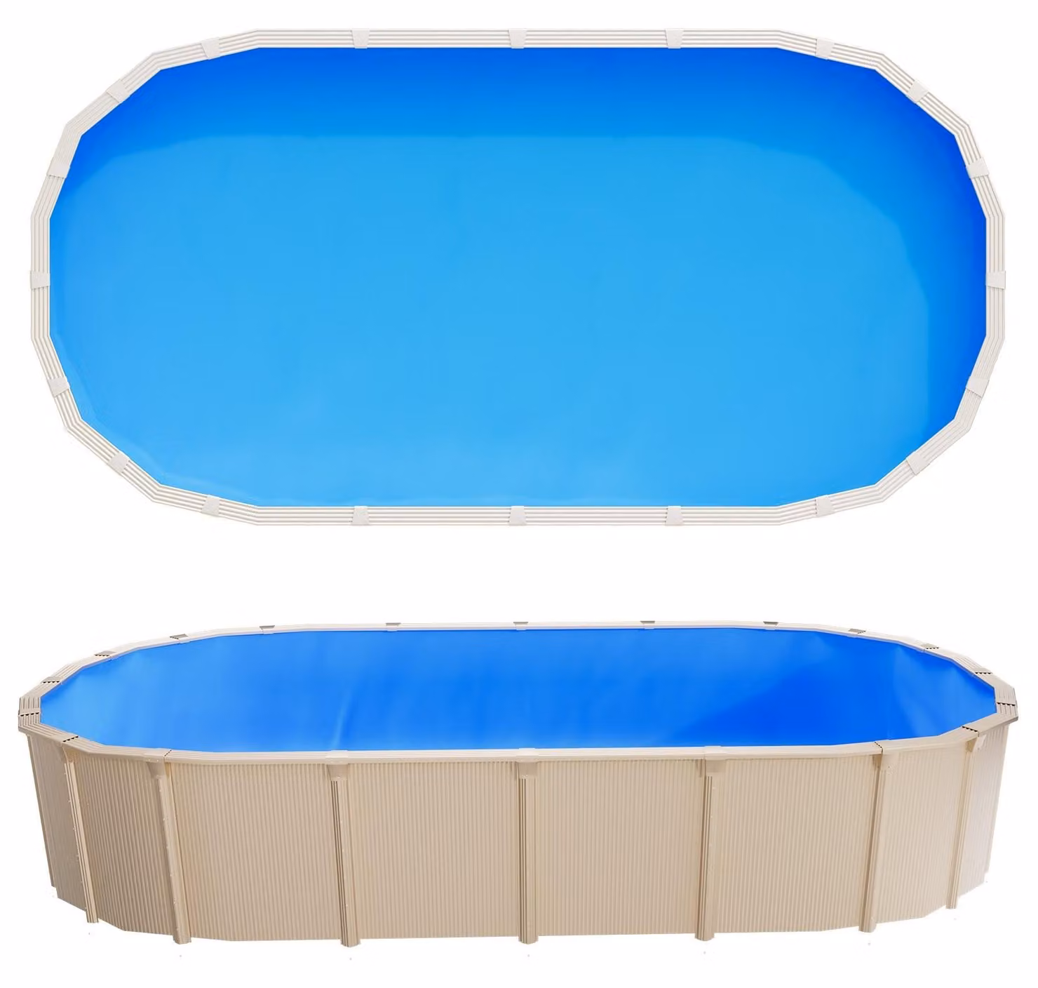 Rivestimento interno per piscina - Rivestimento interno/pellicola per piscine fuori terra con pareti in acciaio - 3,75 x 7,32 m - Altezza pareti 120 cm - Spessore 0,4 mm - PVC - Profilo combinato (Unibead) - Pellicola di ricambio - Blu