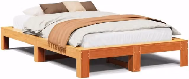 Letto matrimoniale | Letto per adulti | Letto senza Materasso Marrone Cera 135x190 cm in Legno di Pino