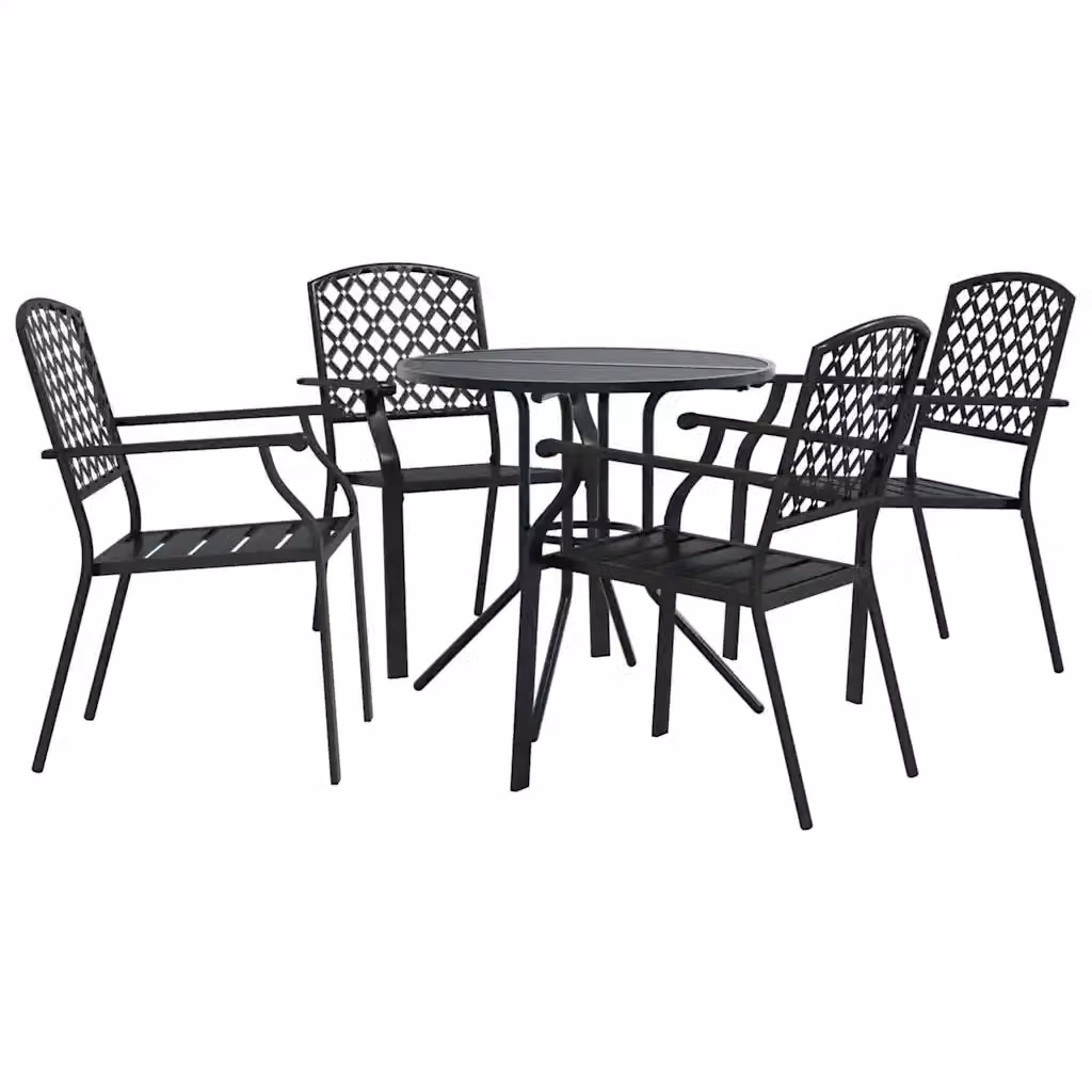Set di 5 sedie da giardino impilabili vidaXL in acciaio verniciato antracite – 2