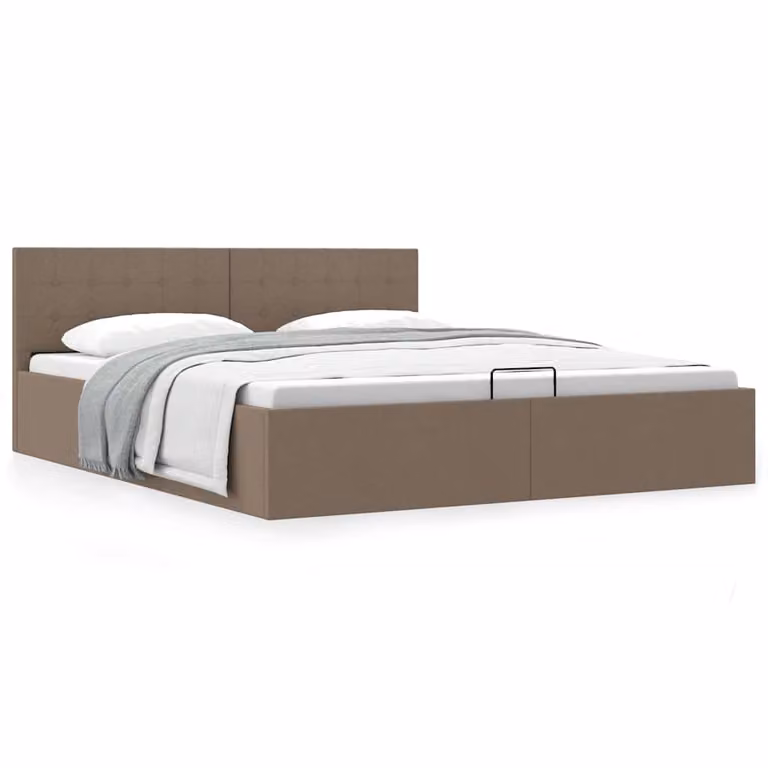 vidaXL Giroletto con Contenitore Moderno in Tessuto Grigio Talpa L/P/H: 180 x 200 x 73 cm