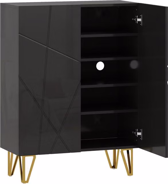 Scarpiera HOMCOM con 2 Ante e 4 Ripiani Regolabili, Nero, L: 72 cm, P: 31,5 cm, H: 95 cm – 1