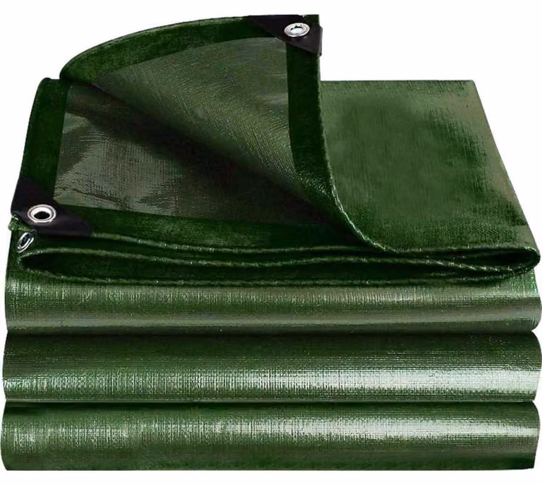 Telo protettivo da 150 g/m², robusto, impermeabile, resistente allo strappo, verde, dimensioni 4x4 metri
