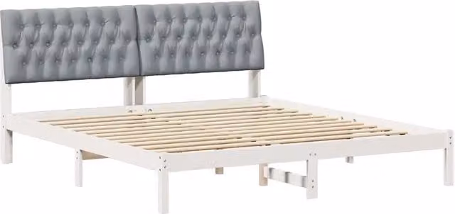 Letto matrimoniale | Letto per adulti | Letto con Testiera Rivestita con testiera Bianco 180 x 200 cm