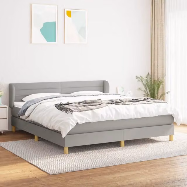 Letto Ibrido con Giroletto a Molle e Materasso vidaXL, Grigio e Bianco, L/P: 160 x 200 cm – 1
